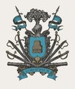 Medieval heraldic Coat of arms in vintage style