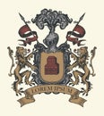 Medieval heraldic Coat of arms in vintage style Royalty Free Stock Photo