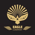 Vector heraldic eagle logo on black background Royalty Free Stock Photo