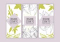 Vector herbal cosmetics card templates. Modern illustration for design and web