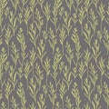 Vector herbs and flowers seamless pattern. Wild grass color silhouettes background Royalty Free Stock Photo