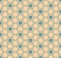 Vector hexagon seamless pattern in turquoise and beige colors. Royalty Free Stock Photo