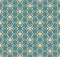 Vector hexagon seamless pattern in turquoise and beige colors. Abstract texture Royalty Free Stock Photo