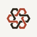 Vector hexagonal intertwined ribbon design