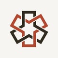 Vector hexagonal intertwined ribbon design