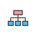 Vector hierarchical graph structure flat color icon.