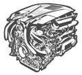 Vector high detailed illustration of abstract engine