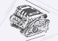 Vector high detailed illustration of abstract engine