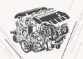 Vector high detailed illustration of abstract engine