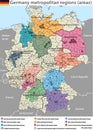 Vector high detailed map of Germany metropolitan regions areas