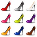 Vector high heel shoe in 9 color