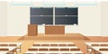 Vector high school classroom interior empty scene in flat style