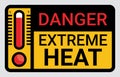 Vector high temperature warning square sign. Extreme hot thermometer temperature conditions danger heat symbol, banner, poster or Royalty Free Stock Photo