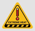 Vector high temperature warning triangle sign. Extreme hot thermometer temperature conditions danger heat symbol, banner, poster Royalty Free Stock Photo