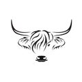Vector of highland cow head design on white background. Farm Animal. Cows logos or icons. Easy editable layered vector Royalty Free Stock Photo