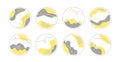 Vector highlight story cover icons for instagram. Abstract minimal circle backgrounds in yellow and gray colors