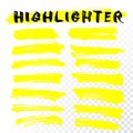 Vector highlighter brush line strokes Royalty Free Stock Photo