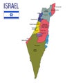 Israel vector map with regions Royalty Free Stock Photo