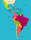 Vector political map of Latin America Royalty Free Stock Photo