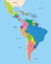 Vector political map of Latin America Royalty Free Stock Photo