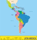 Vector political map of Latin America Royalty Free Stock Photo