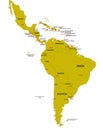 Vector political map of Latin America Royalty Free Stock Photo