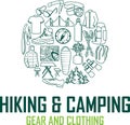 Vector hiking and camping gear logo emblem