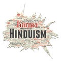 Vector hinduism, shiva, yoga old torn paper word cloud