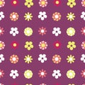 Vector Seamless Pattern Dark Purple Hippie Floral