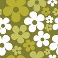 Vector Seamless Pattern Green Hippie Floral