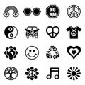 Vector Hippie icon set