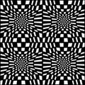 Vector hipster abstract geometry trippy pattern with 3d illusion, black and white seamless geometric background Royalty Free Stock Photo