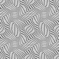 Vector hipster abstract geometry trippy pattern with 3d illusion, black and white seamless geometric background Royalty Free Stock Photo