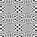 Vector hipster abstract geometry trippy pattern with 3d illusion, black and white seamless geometric background Royalty Free Stock Photo