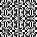 Vector hipster abstract psychadelic geometry trippy pattern with 3d illusion, black and white seamless geometric background Royalty Free Stock Photo