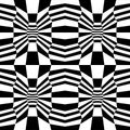 Vector hipster abstract psychadelic geometry trippy pattern with 3d illusion, black and white seamless geometric background Royalty Free Stock Photo