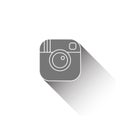 Vector hipster camera icon with long shadow effect in flat style. Royalty Free Stock Photo