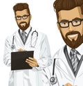 Vector Hipster Doctor Man With Clipboard