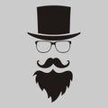 Vector hipster elements. hat, glasses, beard and mustache