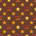 Vector hipster moustache and spectacles seamless