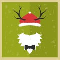 Vector hipster Santa Claus. Silhouette with cool beard and glass