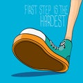 Vector hipster sneakers with motivation quote Royalty Free Stock Photo