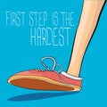 Vector hipster sneakers with motivation quote Royalty Free Stock Photo