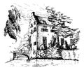 Vector sketch of historic house in Amersfoort, Netherlands