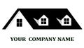 Vector. Hiuse roof logo. Shows house roof with dormer windows in black color.