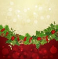 Vector holiday background with Christmas garland Royalty Free Stock Photo