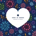 Vector holiday fireworks heart silhouette pattern