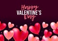 Vector holiday romantic illustration with realistic 3D flying bunch of air balloon hearts, confetti. Trendy Valentine`s Day Royalty Free Stock Photo