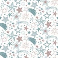 Vector holiday seamless pattern with hand drawn stars.