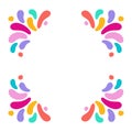 Vector holiday square frame with ornament of multicolor drops. For carnival design, festivals, themes of love, children